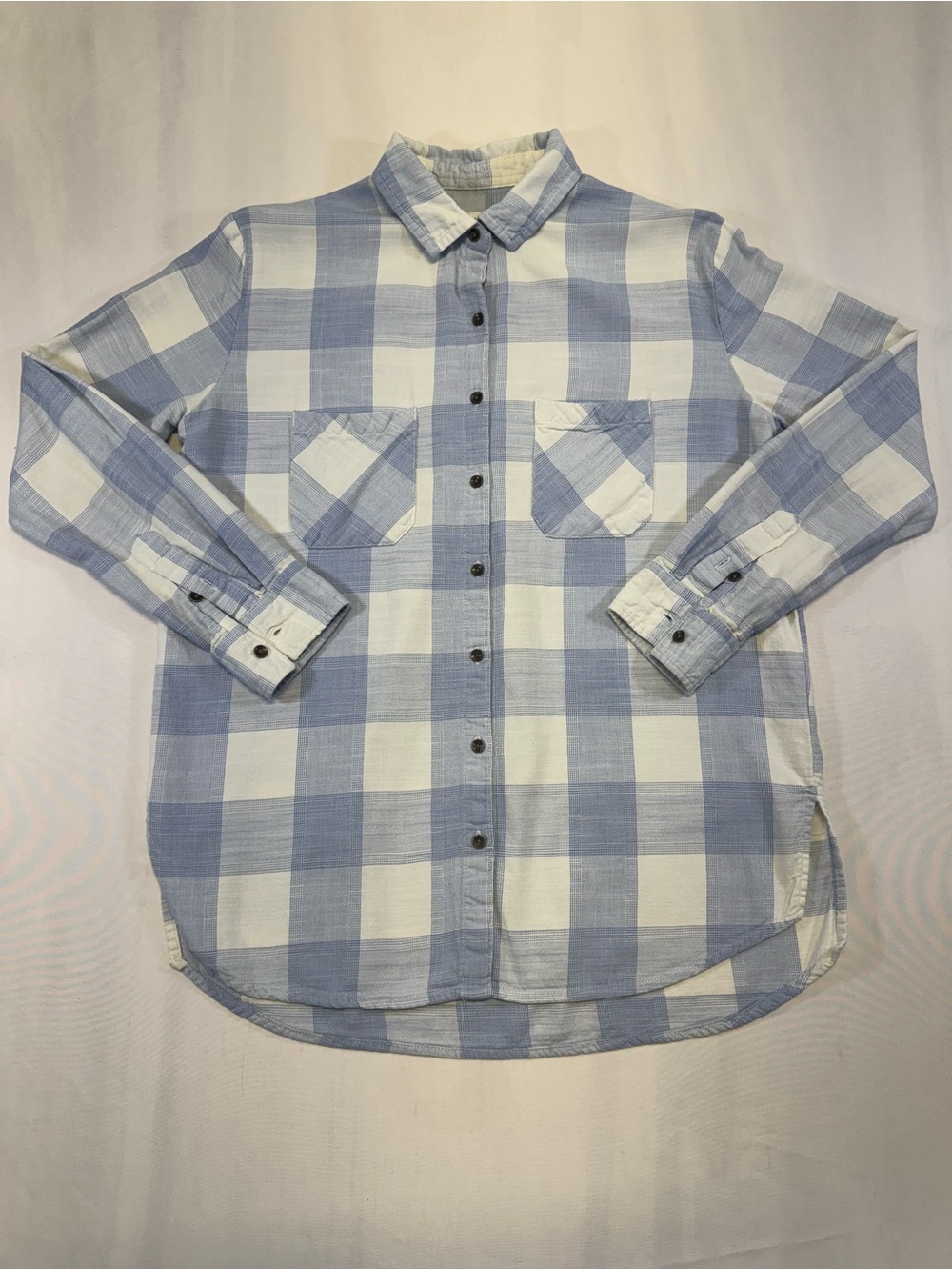 Billabong Light Blue and White Plaid Button-Down Shirt